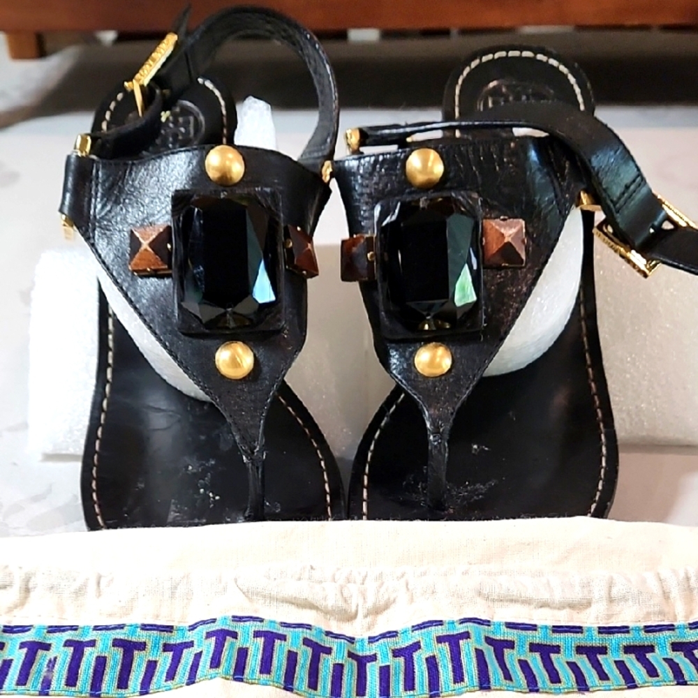 Tory Burch Black Leather Sandals